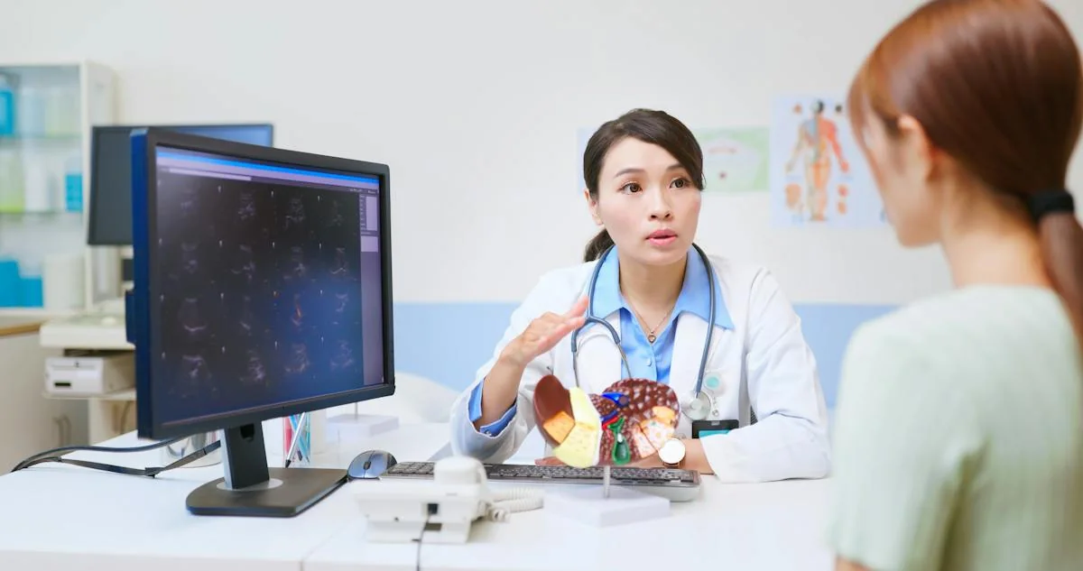 A doctor discussing a health assessment with a patient.